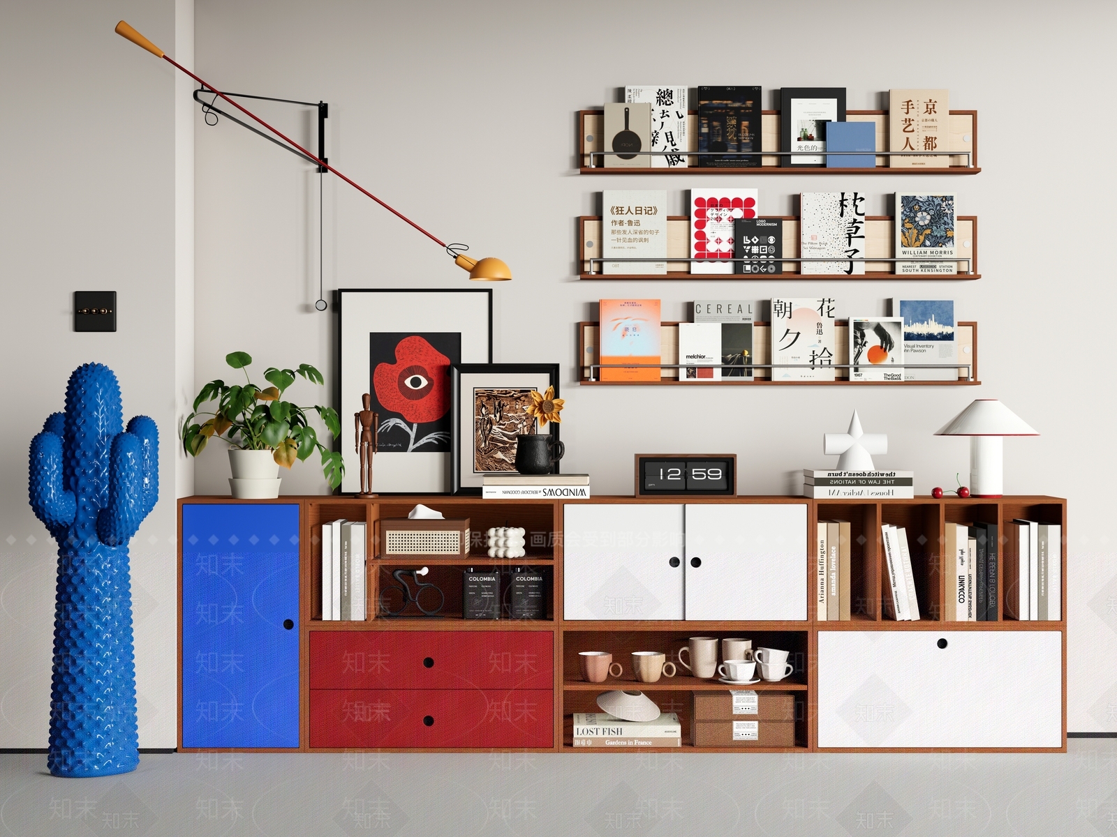 现代书柜SU模型下载【ID:1191104992】