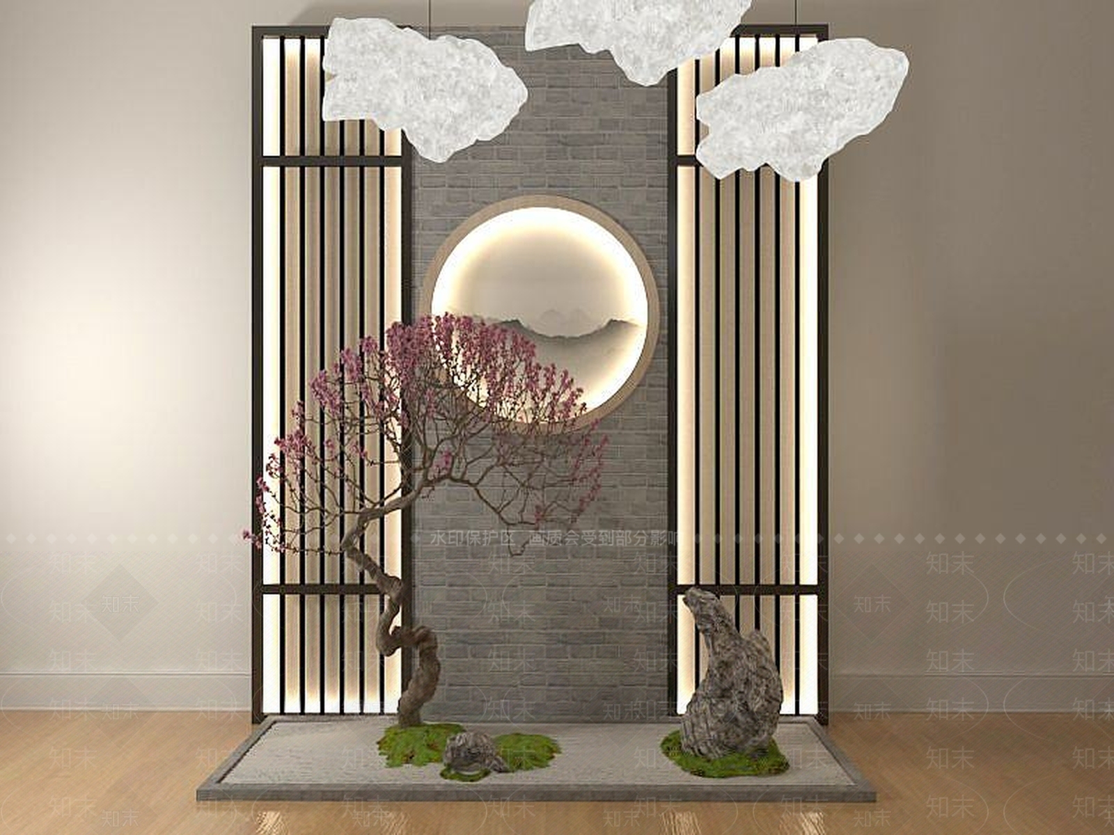 现代景观墙3D模型下载【ID:1191104937】