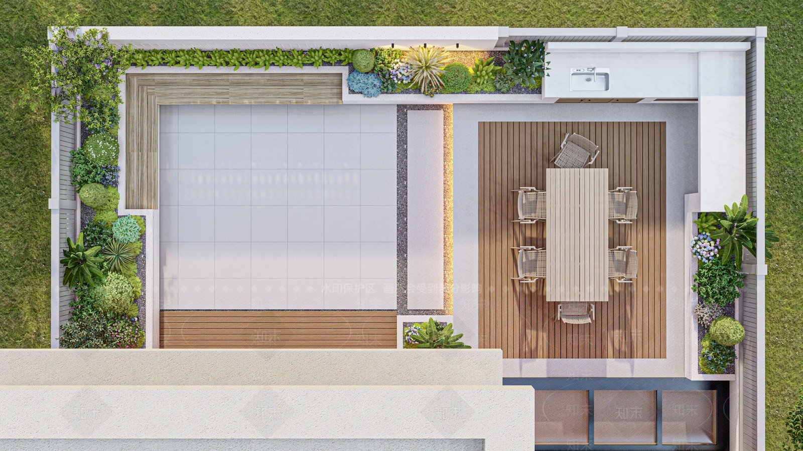 现代屋顶花园SU模型下载【ID:1191106585】