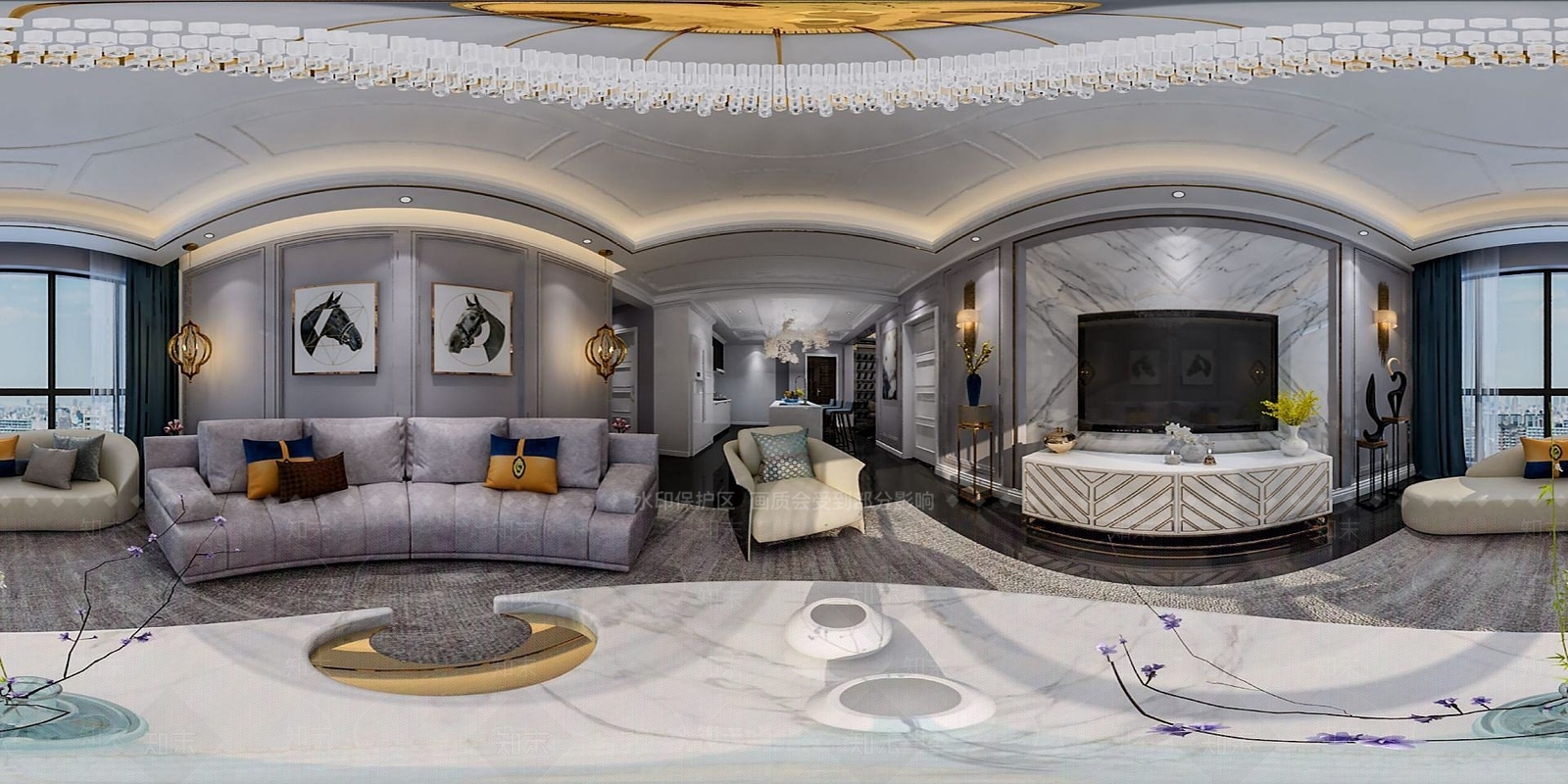 美式客厅3D模型下载【ID:1191107287】