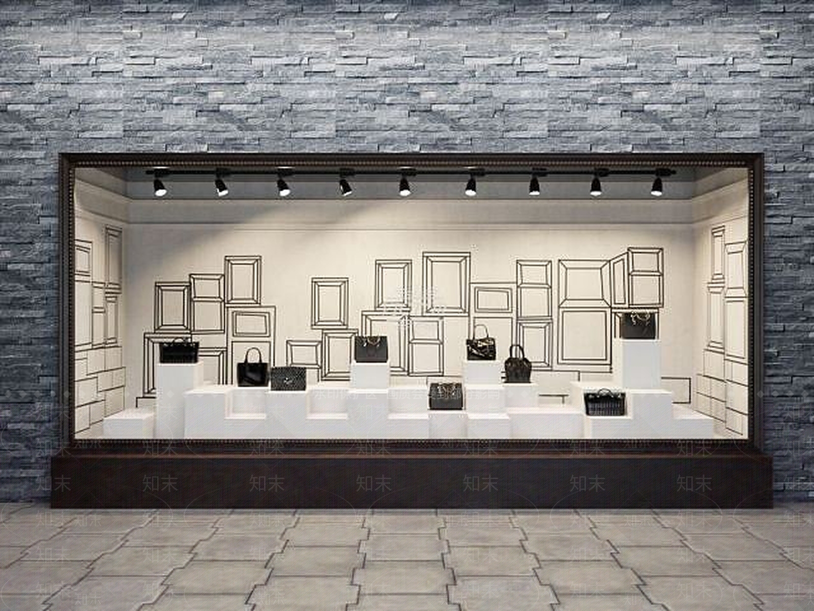 现代商铺橱窗展示3D模型下载【ID:1191108702】