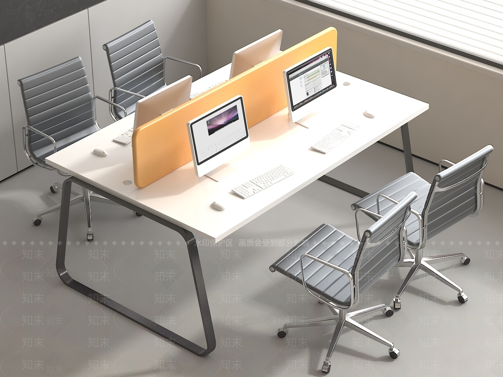 现代中式办公桌椅SU模型下载【ID:1191114691】
