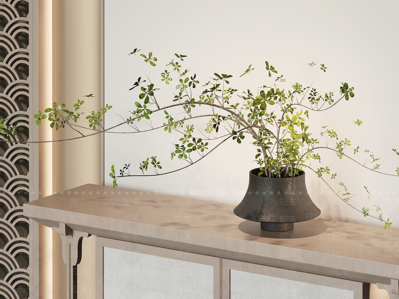 新中式现代花艺3D模型下载【ID:1191117768】