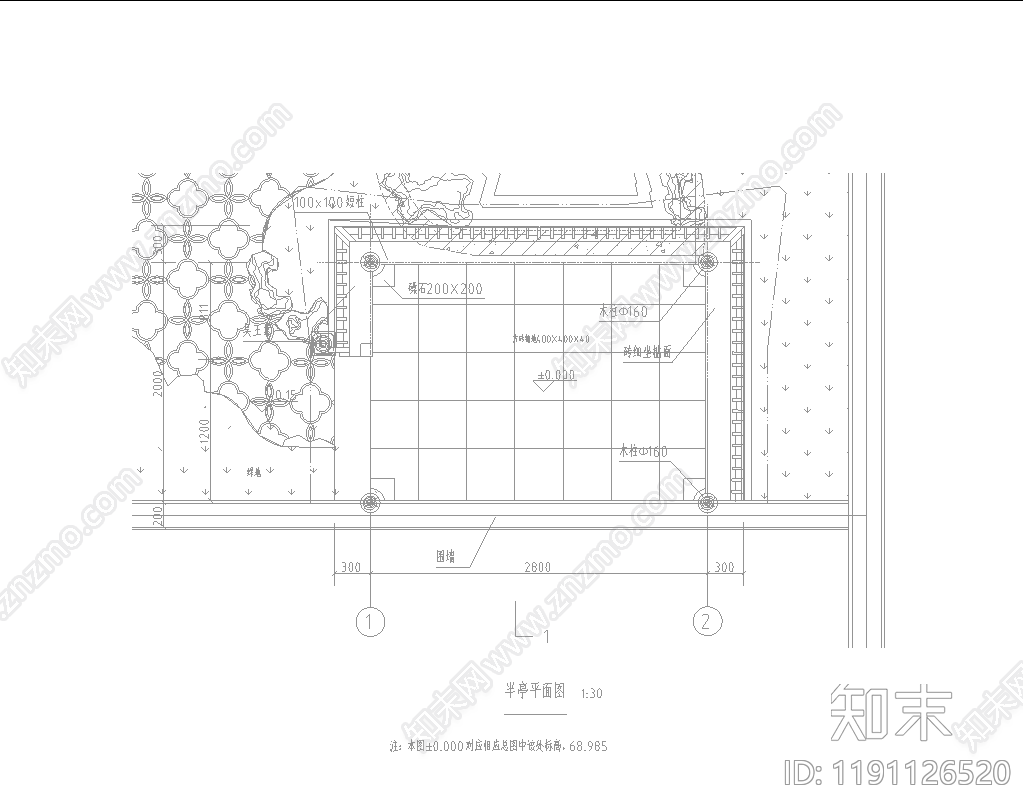 中式亭子cad施工图下载【ID:1191126520】
