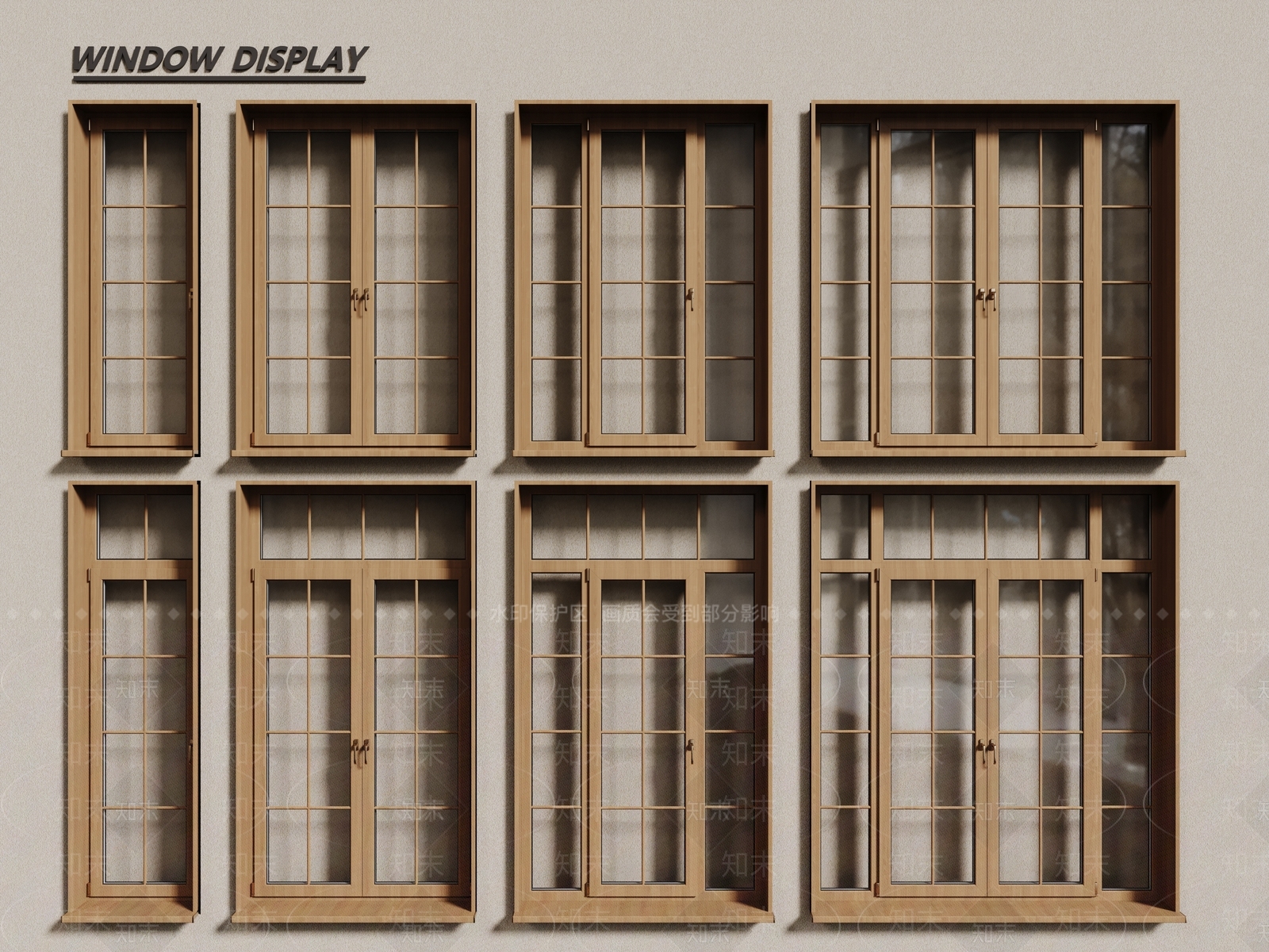 现代原木平开窗SU模型下载【ID:1191126587】