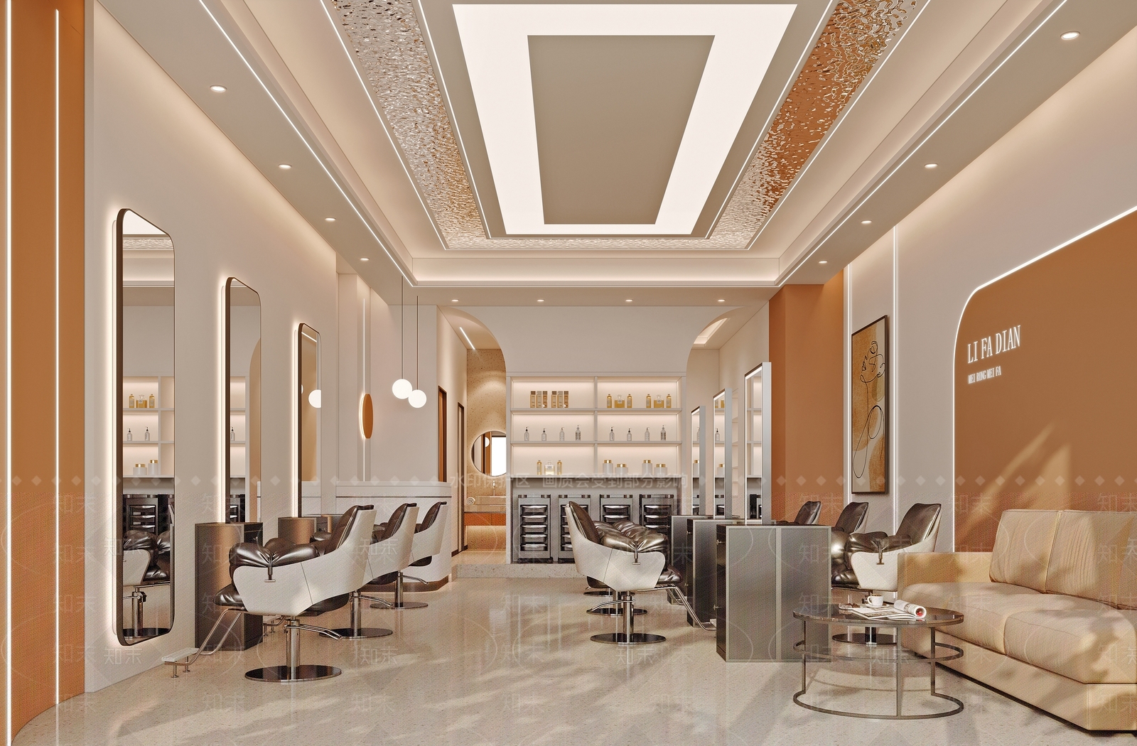 现代简约美发店3D模型下载【ID:1191132664】