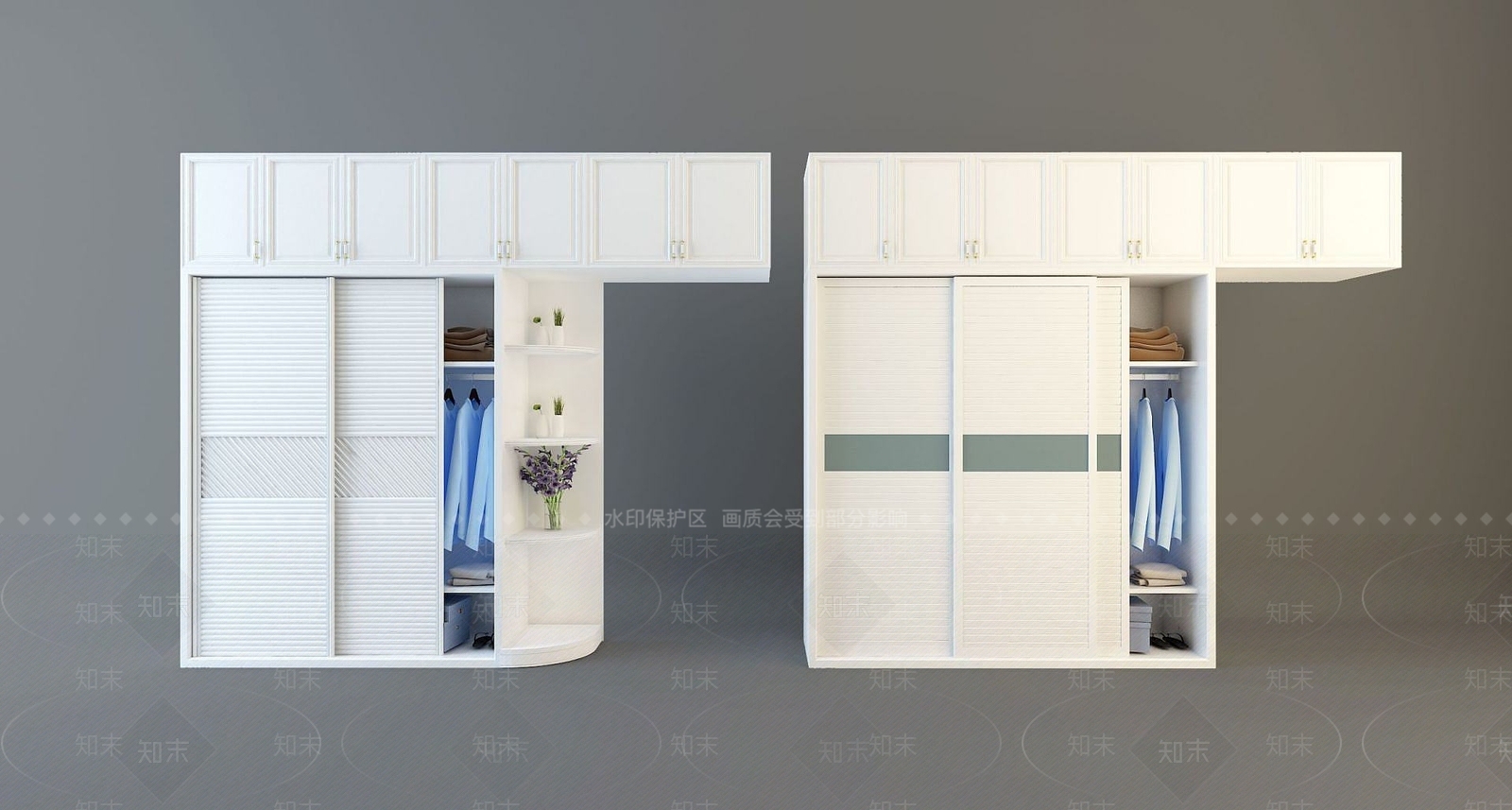 现代衣柜组合3D模型下载【ID:1191133876】