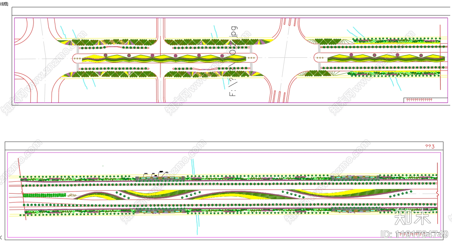 现代道路绿化施工图下载【ID:1191794749】