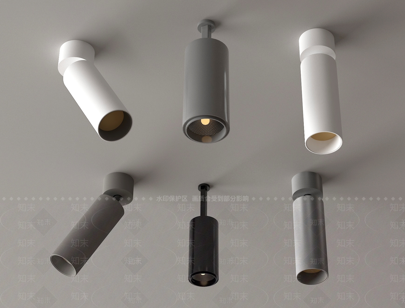 现代筒灯射灯组合3D模型下载【ID:1191136999】