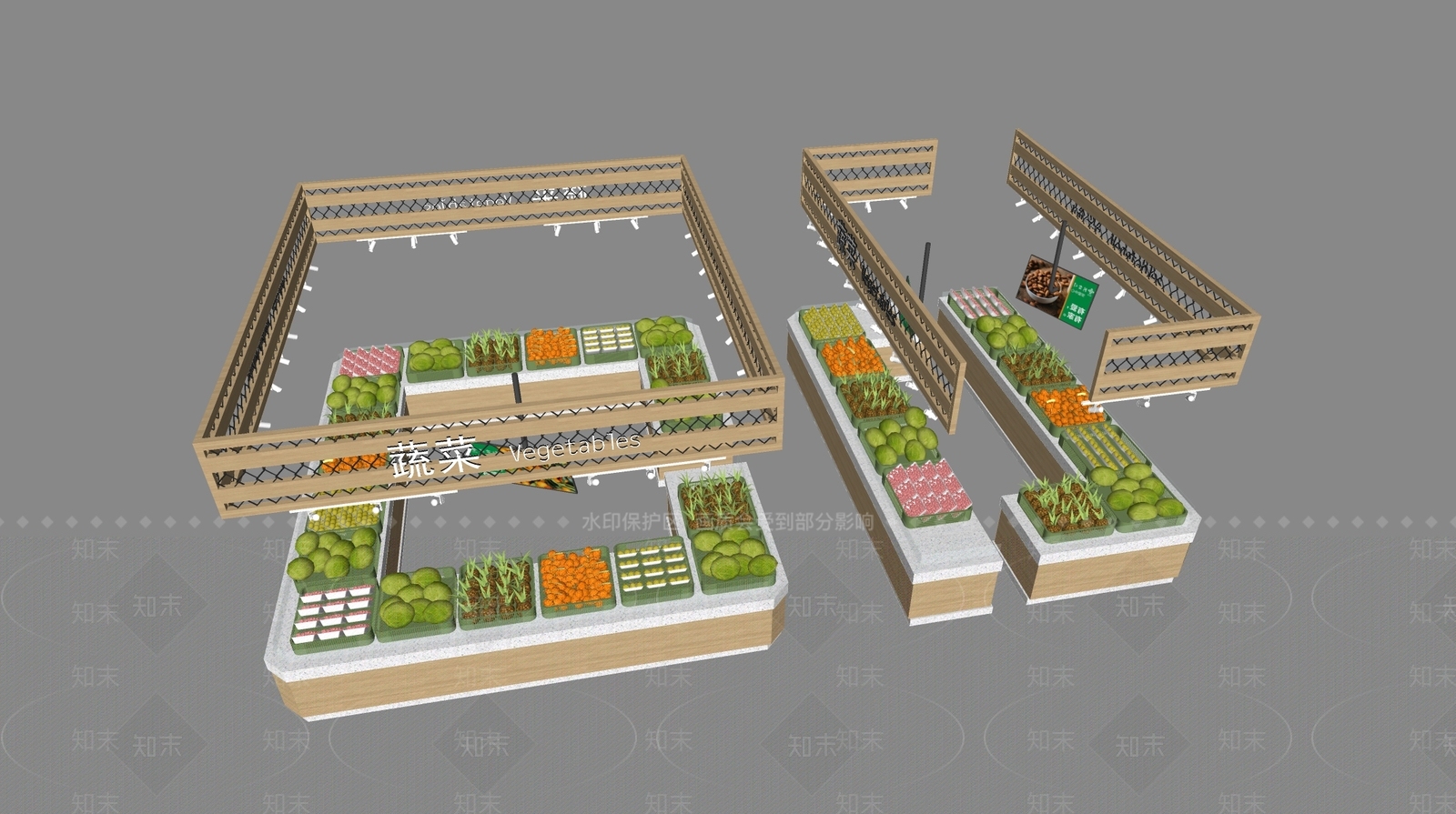 现代菜市场SU模型下载【ID:1191144246】