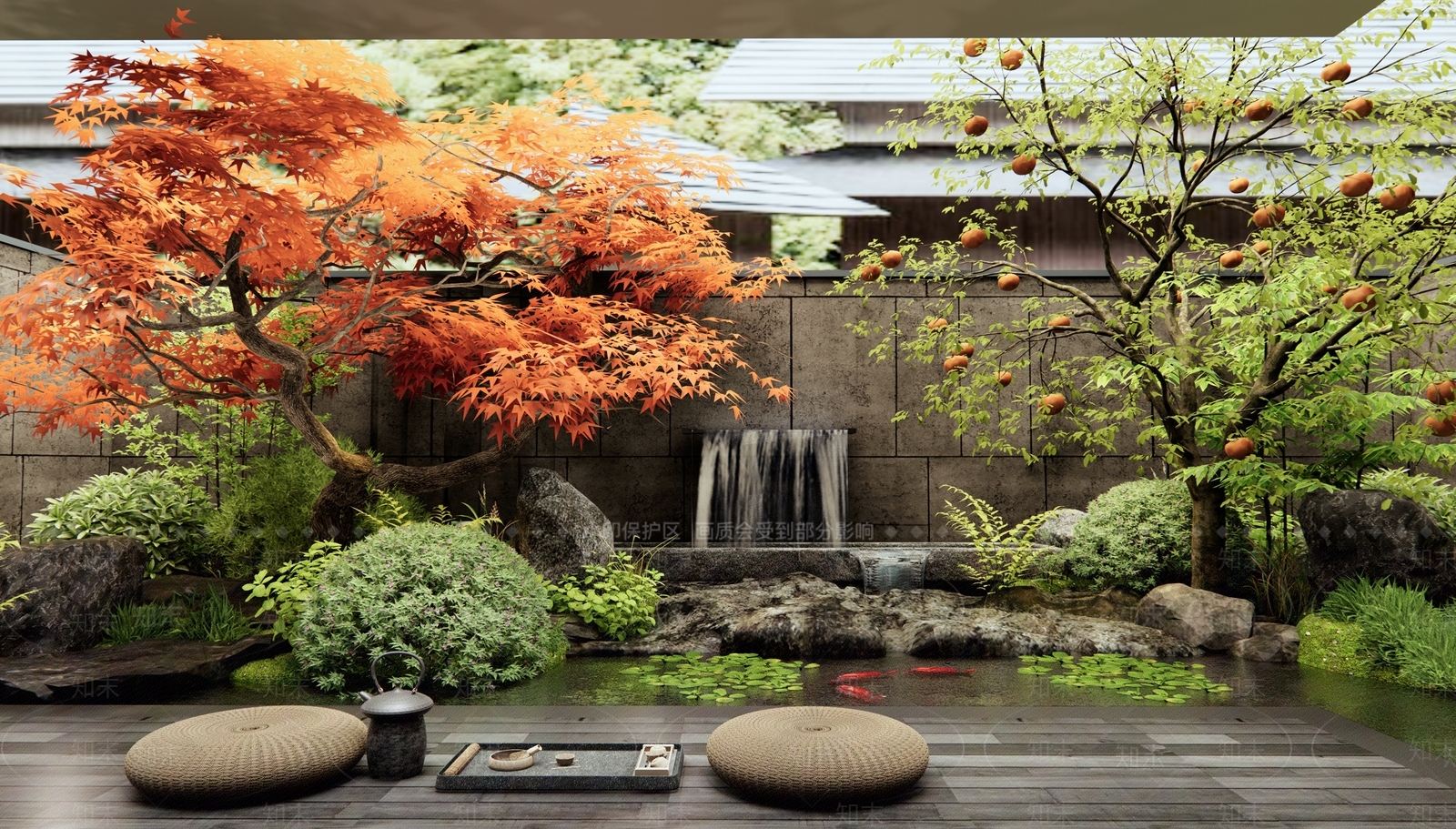 日式新中式庭院3D模型下载【ID:1191149764】