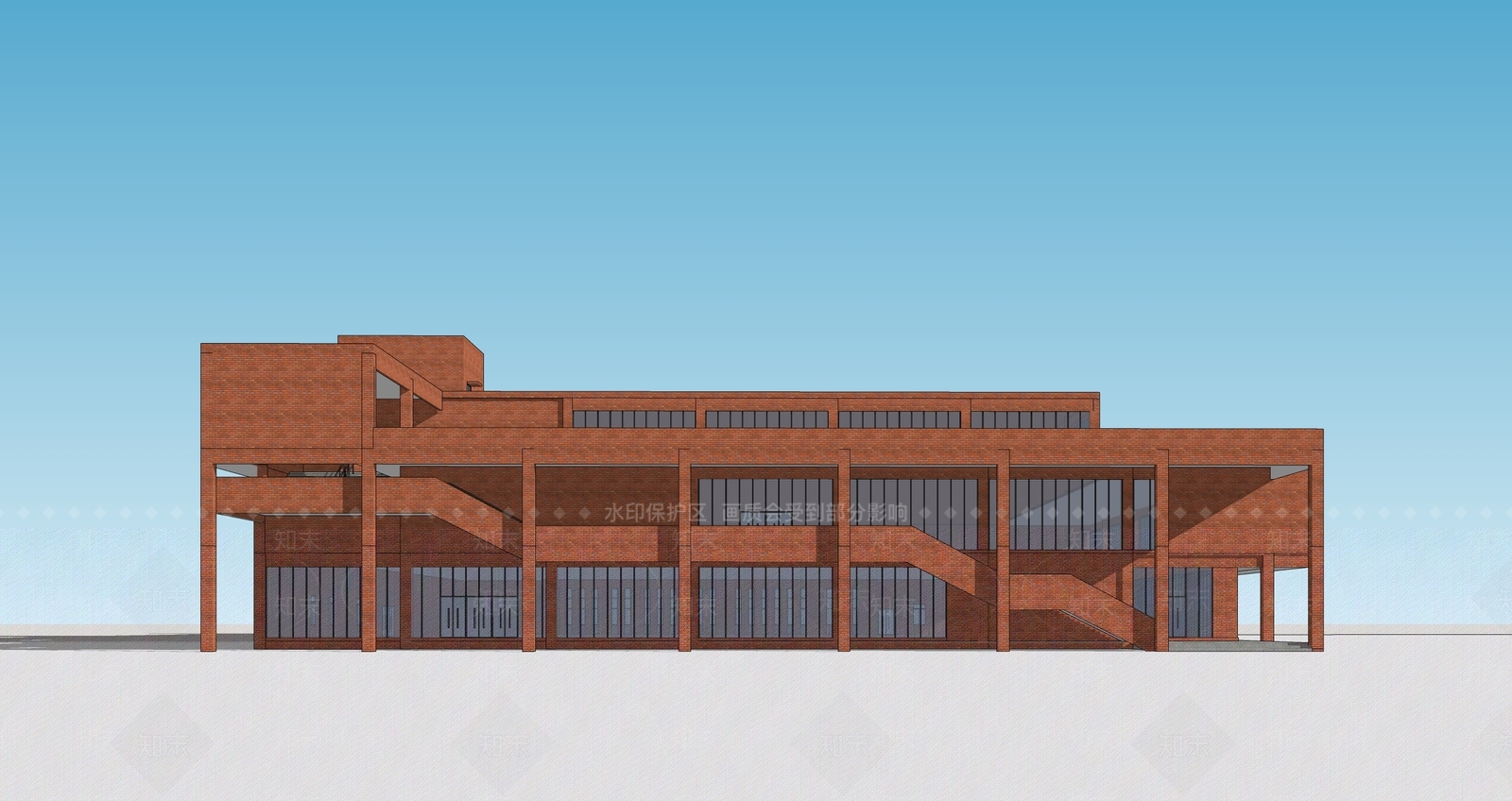 现代新中式餐饮建筑SU模型下载【ID:1191153476】