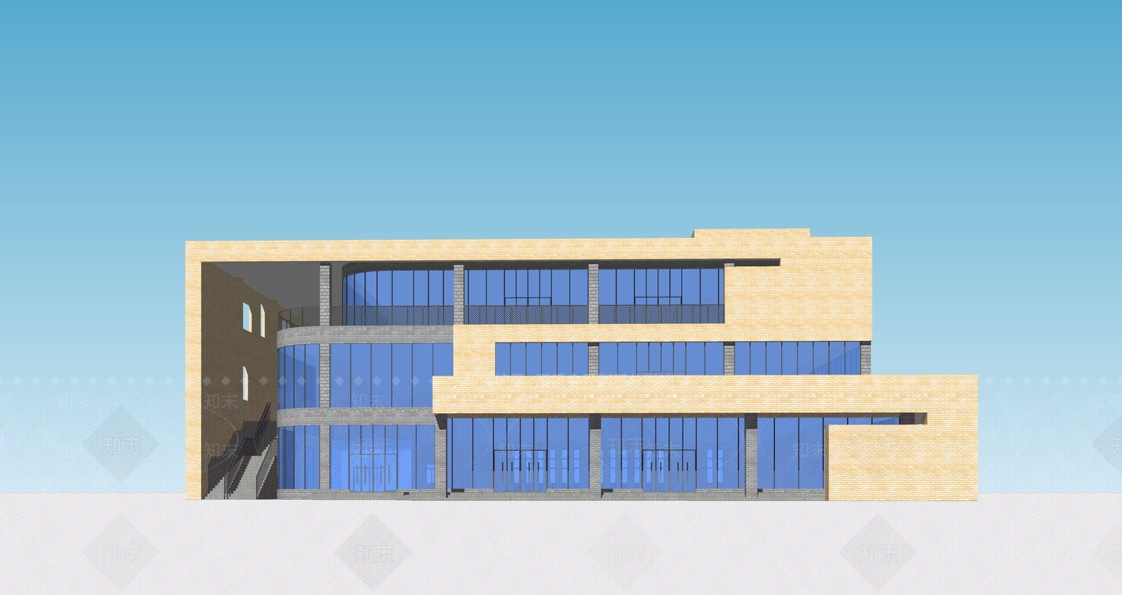 现代新中式餐饮建筑SU模型下载【ID:1191153577】