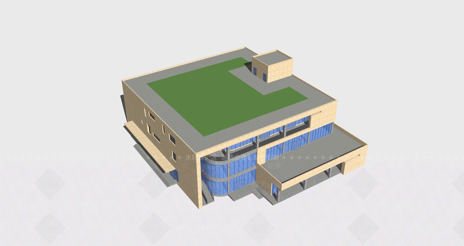 现代新中式餐饮建筑SU模型下载【ID:1191153577】