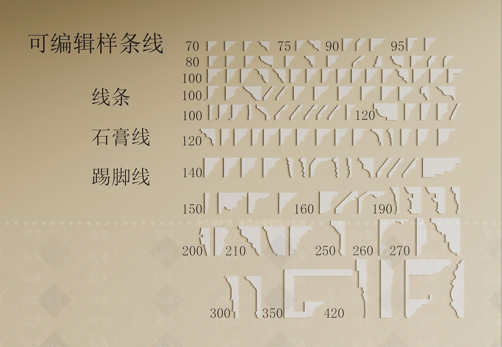 欧式石膏线SU模型下载【ID:1191154393】