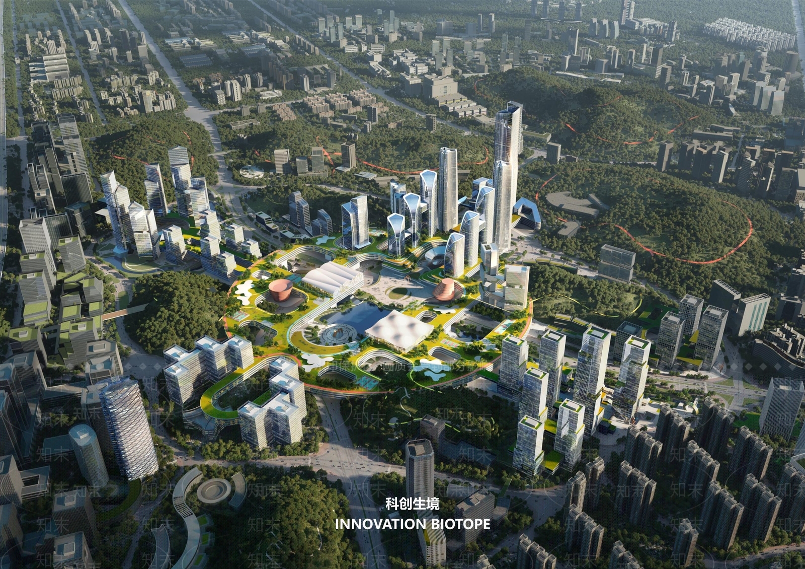 现代鸟瞰规划SU模型下载【ID:1191154573】