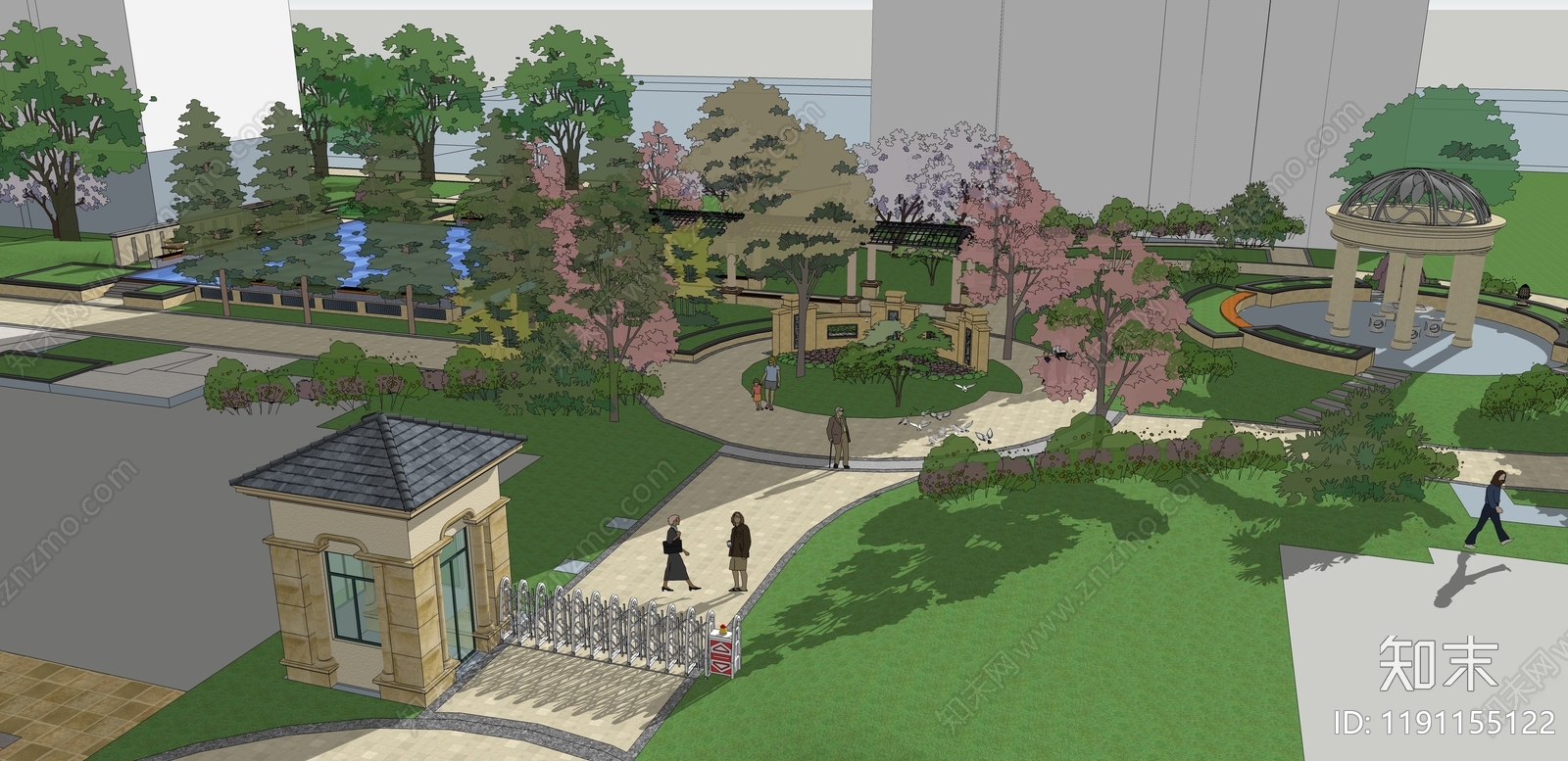 欧式入口大门SU模型下载【ID:1191155122】