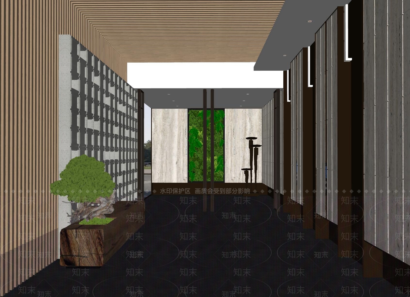 现代电梯厅SU模型下载【ID:1191154843】