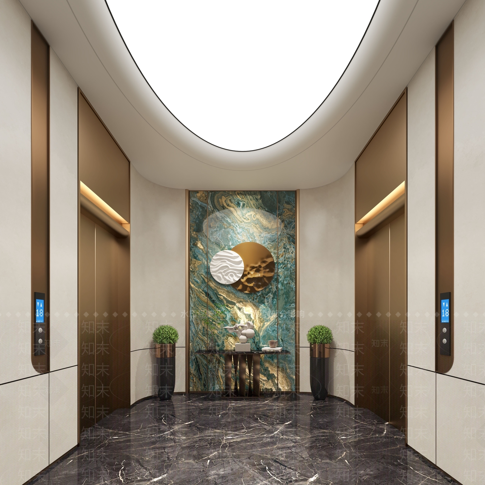 现代电梯厅SU模型下载【ID:1191156199】