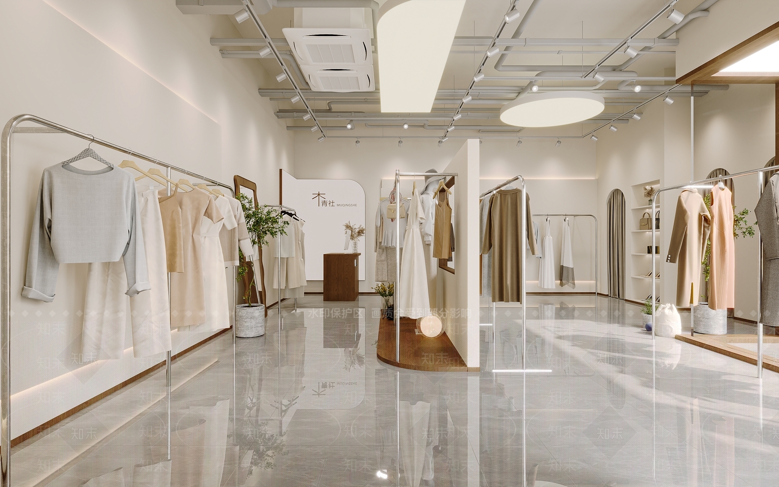 现代奶油服装店3D模型下载【ID:1191162837】