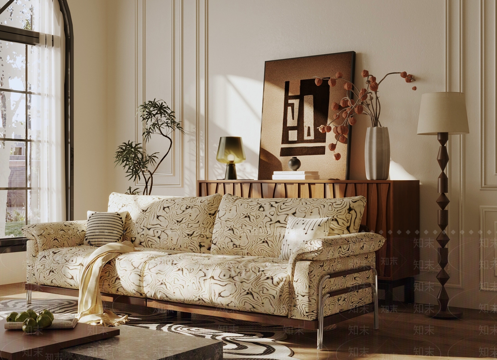 现代中古沙发组合3D模型下载【ID:1191159385】