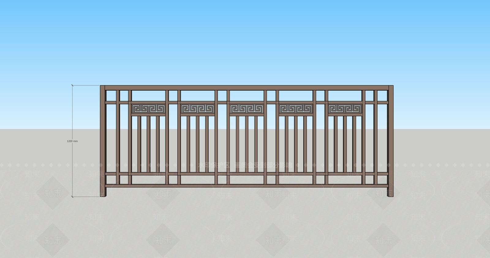 新中式围栏护栏SU模型下载【ID:1191164648】