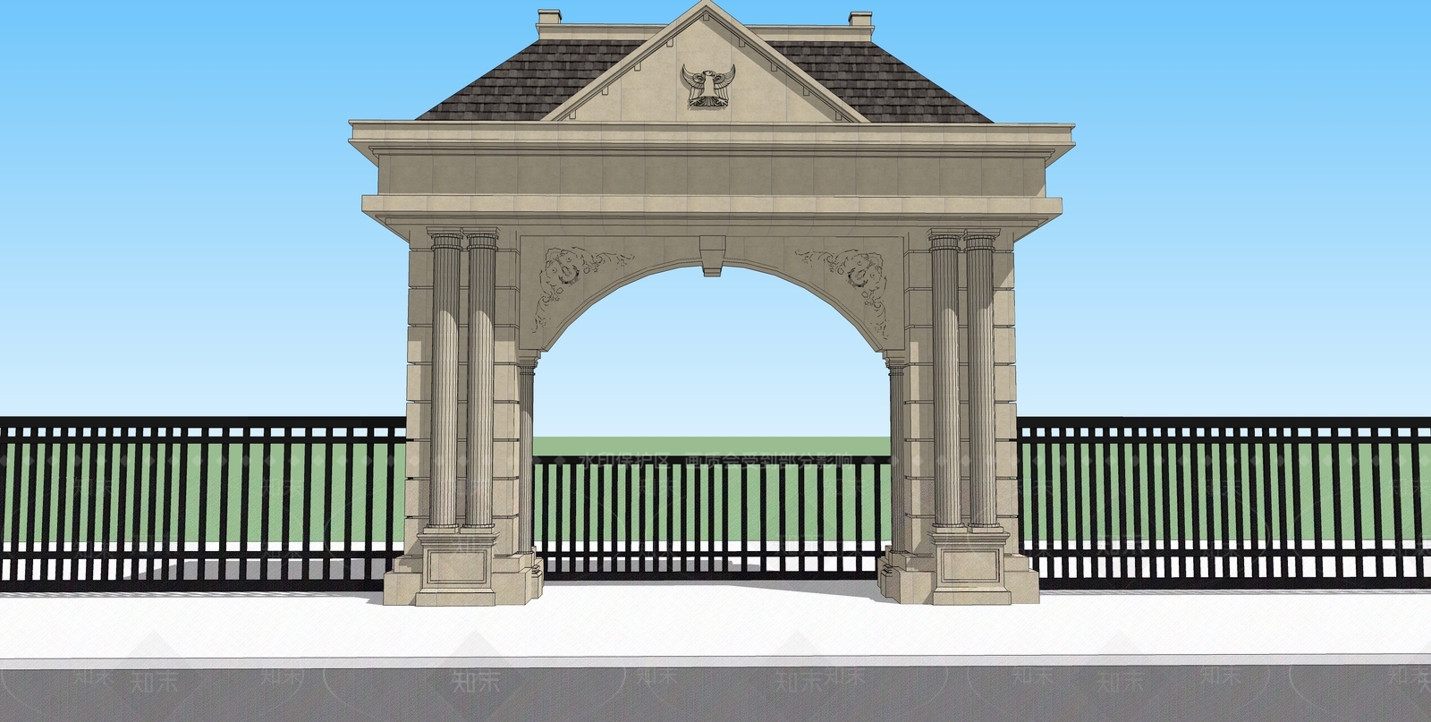 法式入口大门SU模型下载【ID:1191165111】