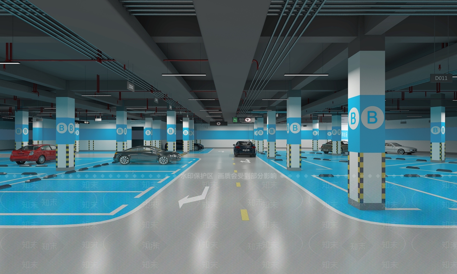 现代简约室内停车场3D模型下载【ID:1191165244】