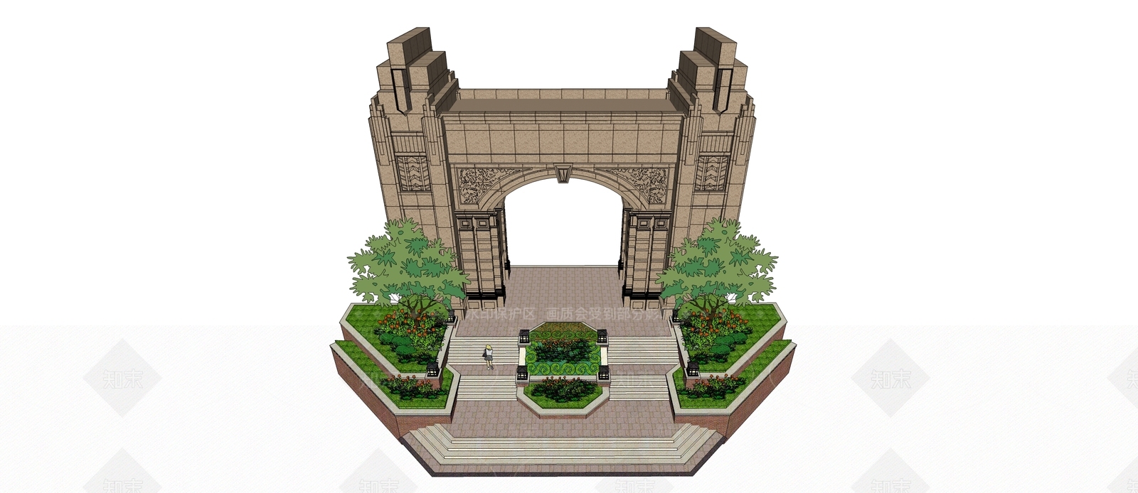 法式入口大门SU模型下载【ID:1191165362】