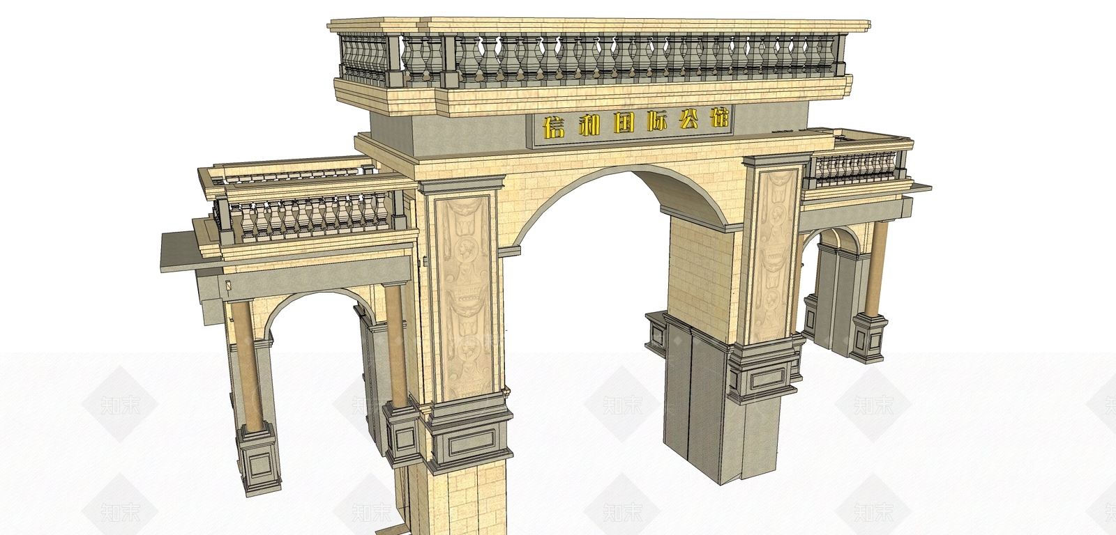 法式入口大门SU模型下载【ID:1191165653】