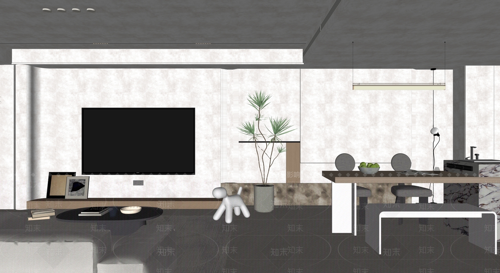 现代客餐厅SU模型下载【ID:1191170380】