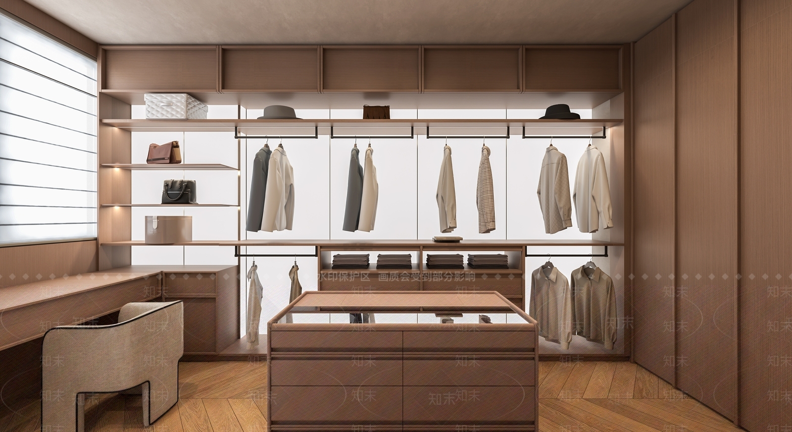 简约原木衣帽间3D模型下载【ID:1191170784】