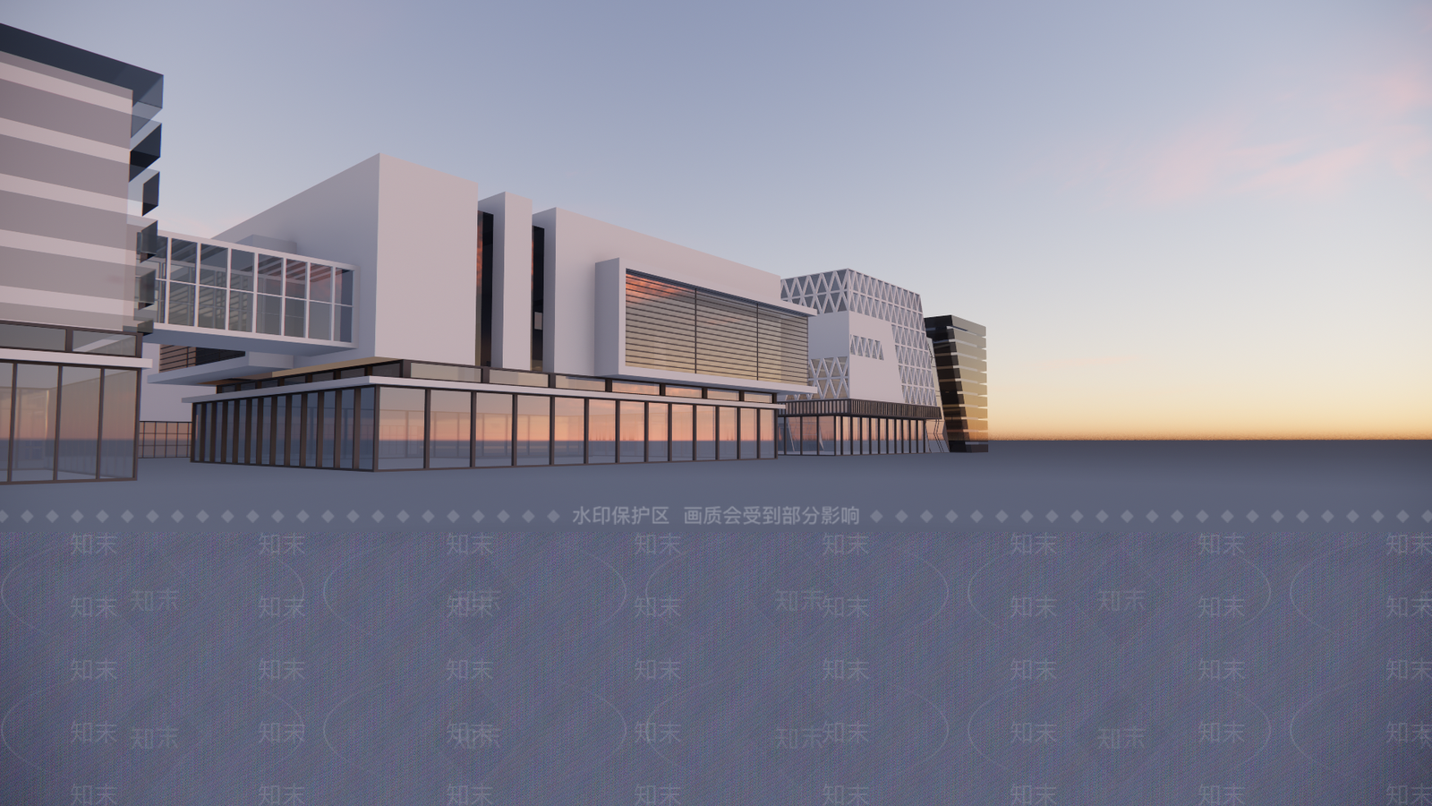 现代极简办公楼SU模型下载【ID:1191170976】