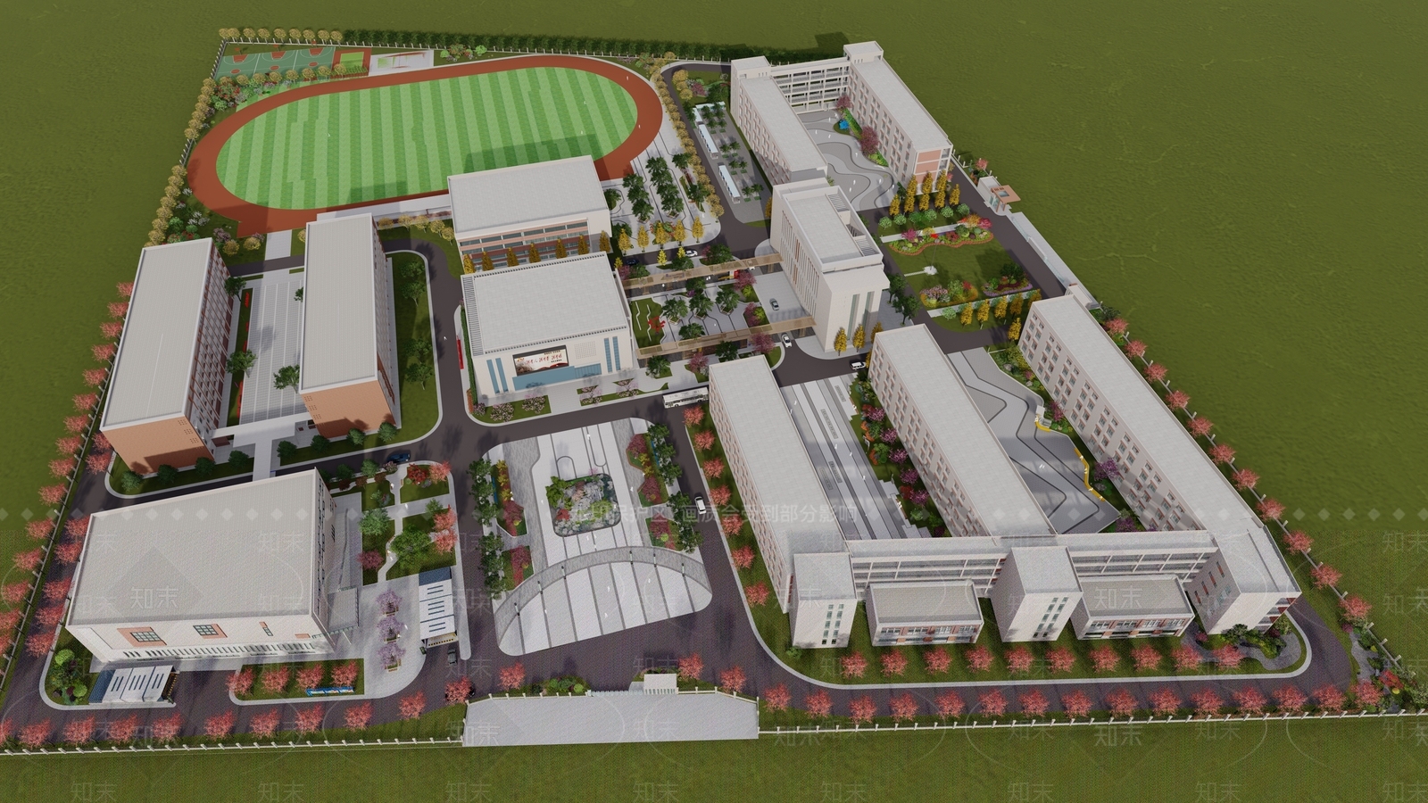 现代新中式学校建筑SU模型下载【ID:1191172440】