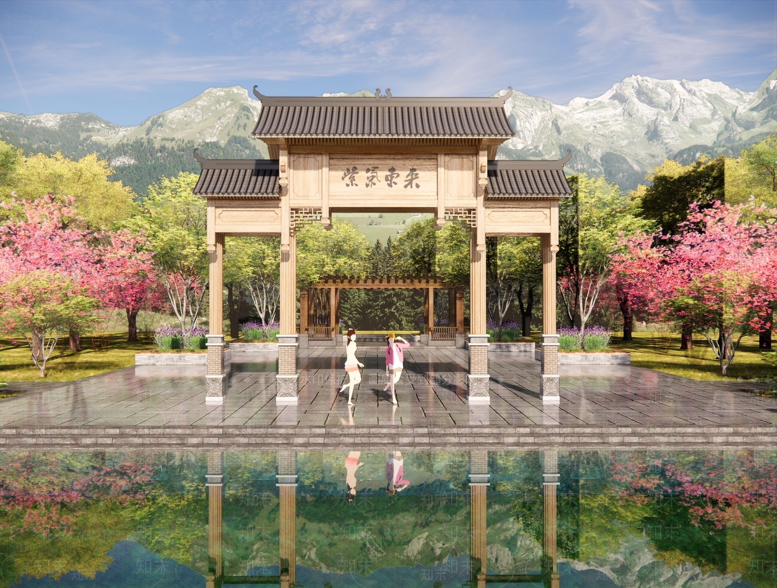 新中式中式牌楼牌坊3D模型下载【ID:1191174938】