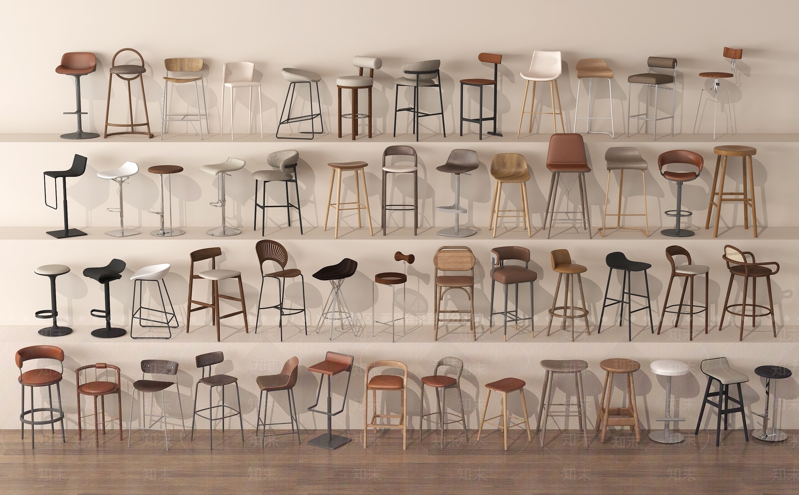 现代中古吧椅3D模型下载【ID:1191174856】