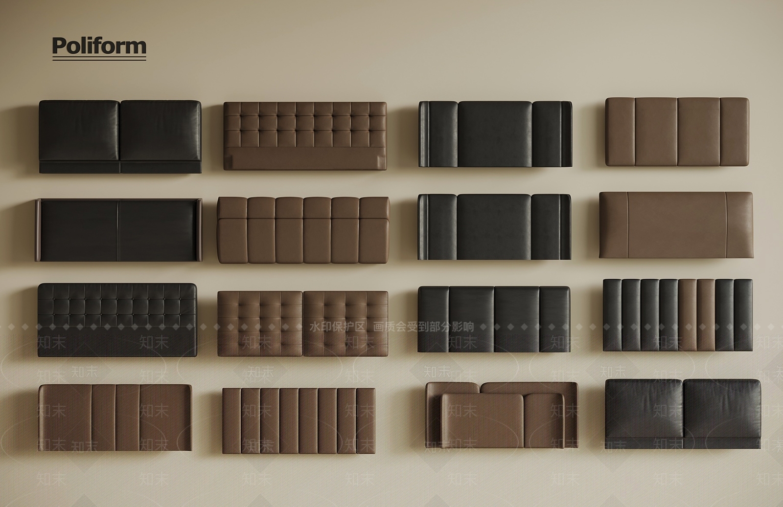 意式床品SU模型下载【ID:1191178647】