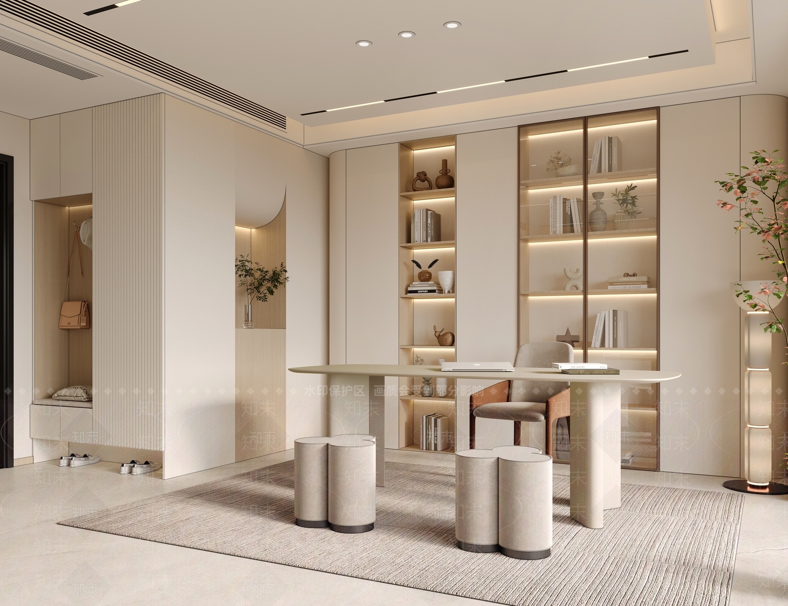 现代北欧开放式书房3D模型下载【ID:1191179900】