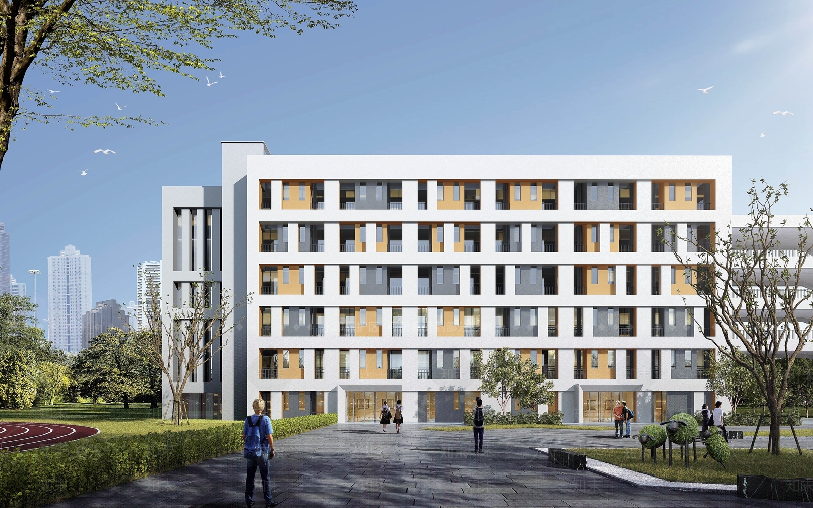 现代学校建筑SU模型下载【ID:1191182855】