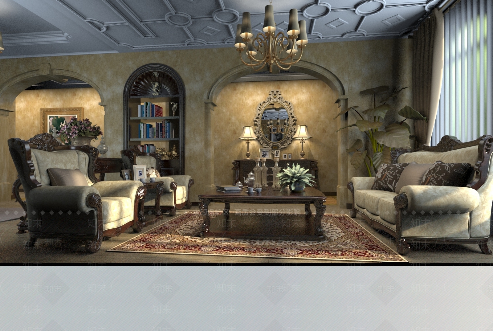 欧式极简家居客厅3D模型下载【ID:1191183642】