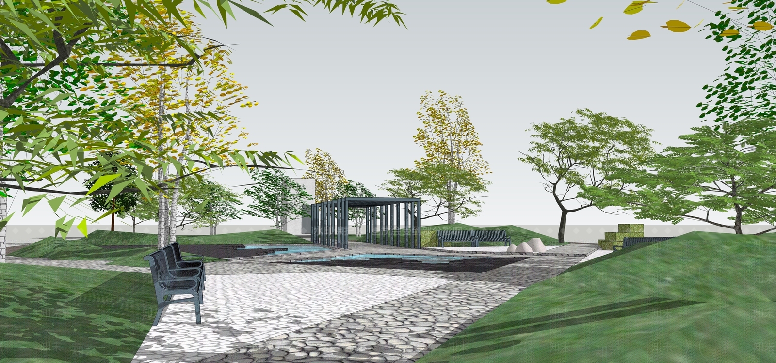 现代口袋公园SU模型下载【ID:1191184430】