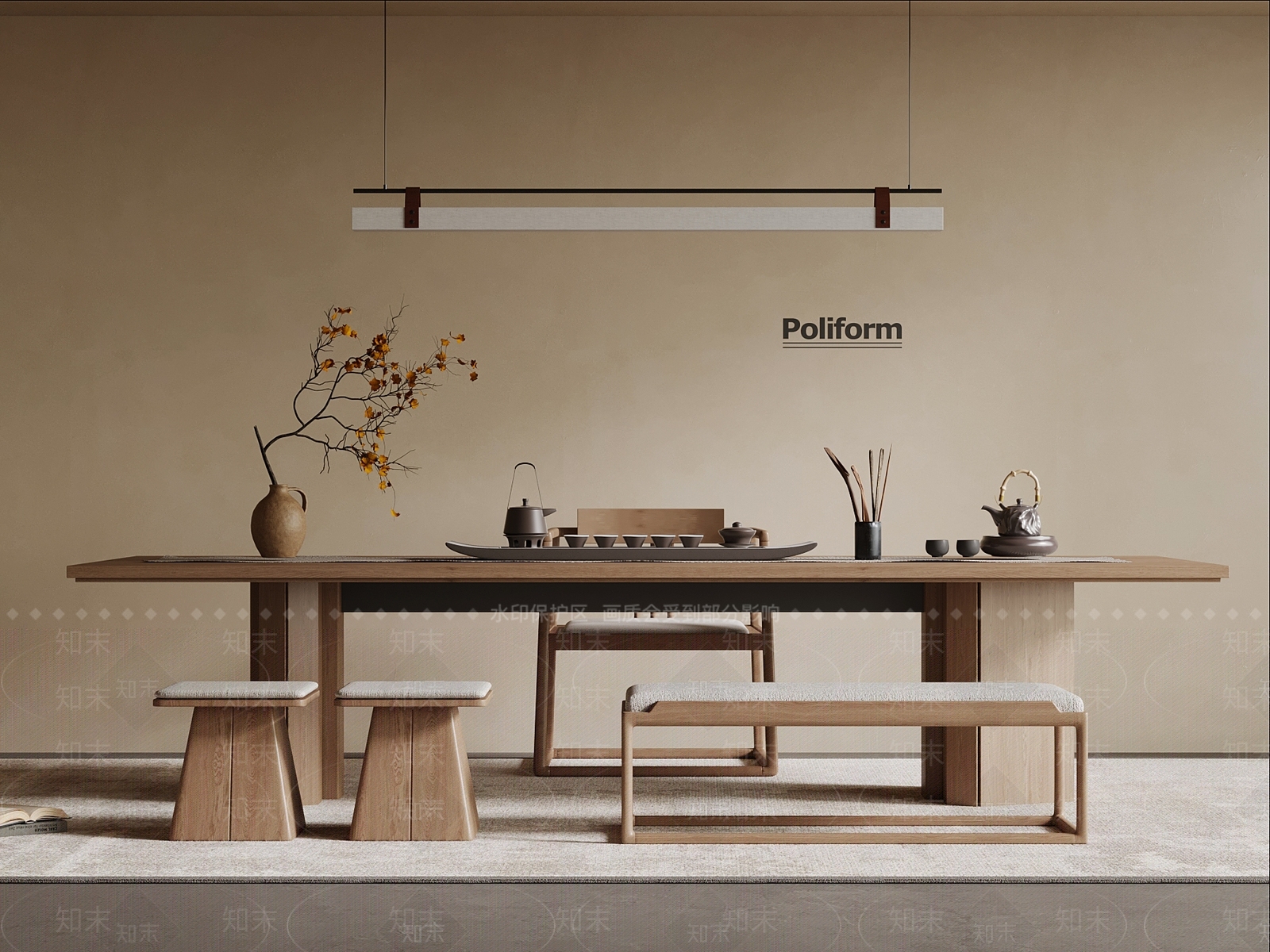 新中式茶桌椅SU模型下载【ID:1191184949】