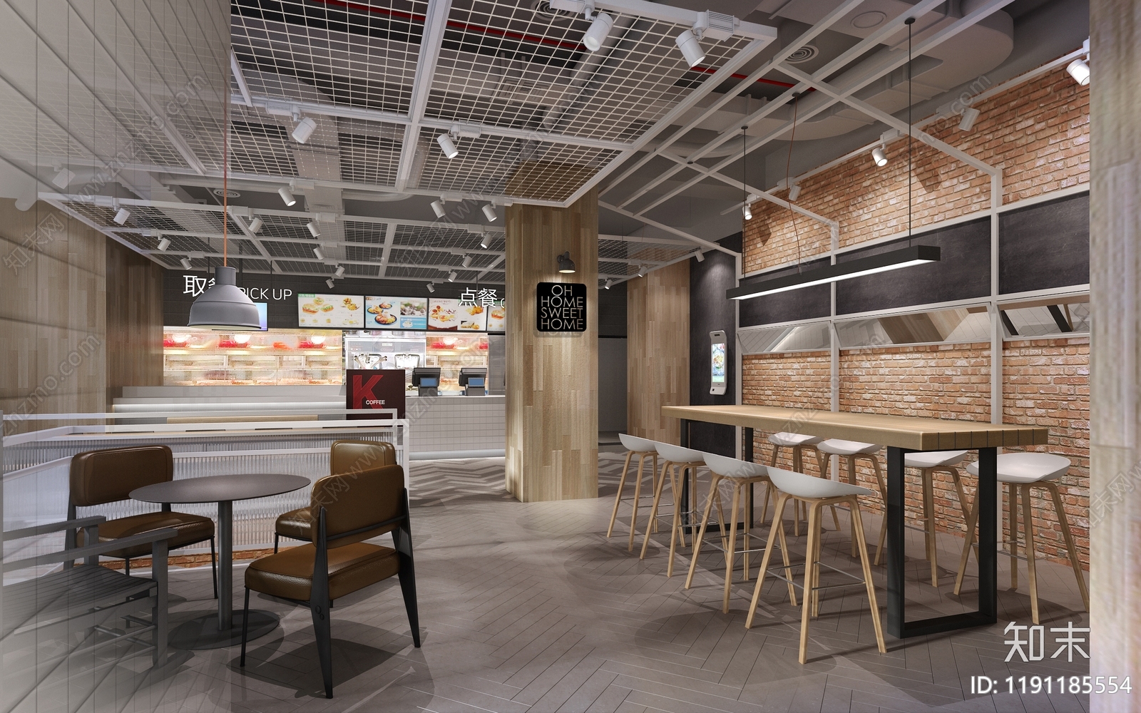 现代美式快餐店cad施工图下载【ID:1191185554】