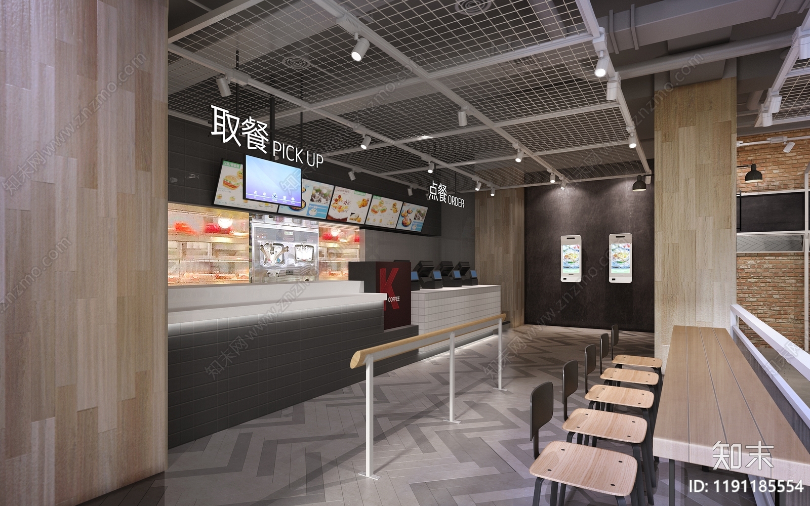 现代美式快餐店cad施工图下载【ID:1191185554】