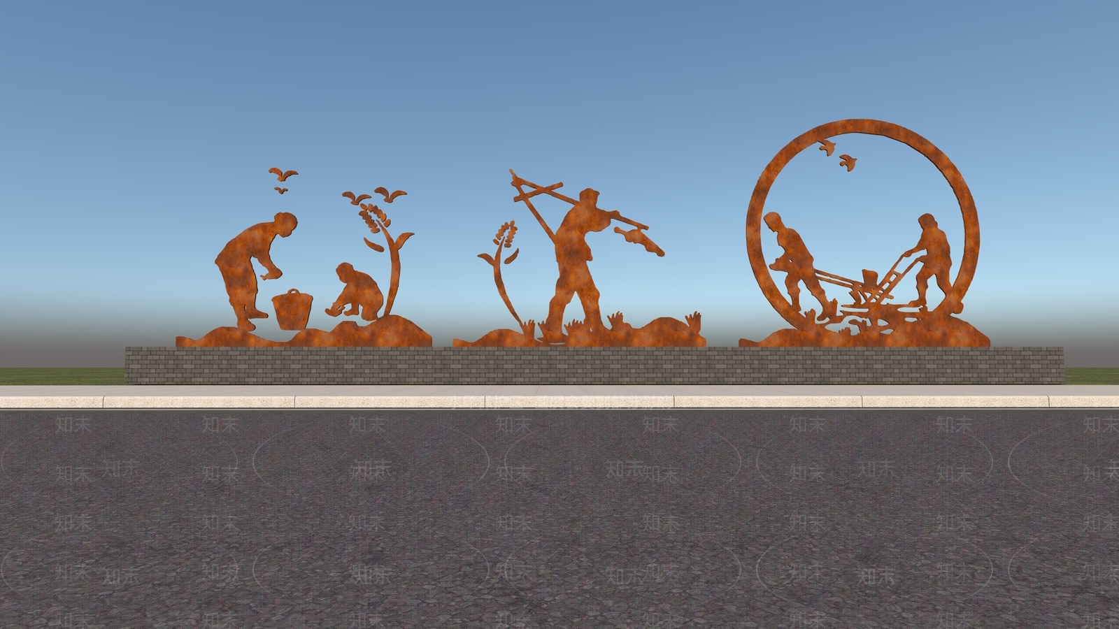 新中式景观雕塑3D模型下载【ID:1191185860】