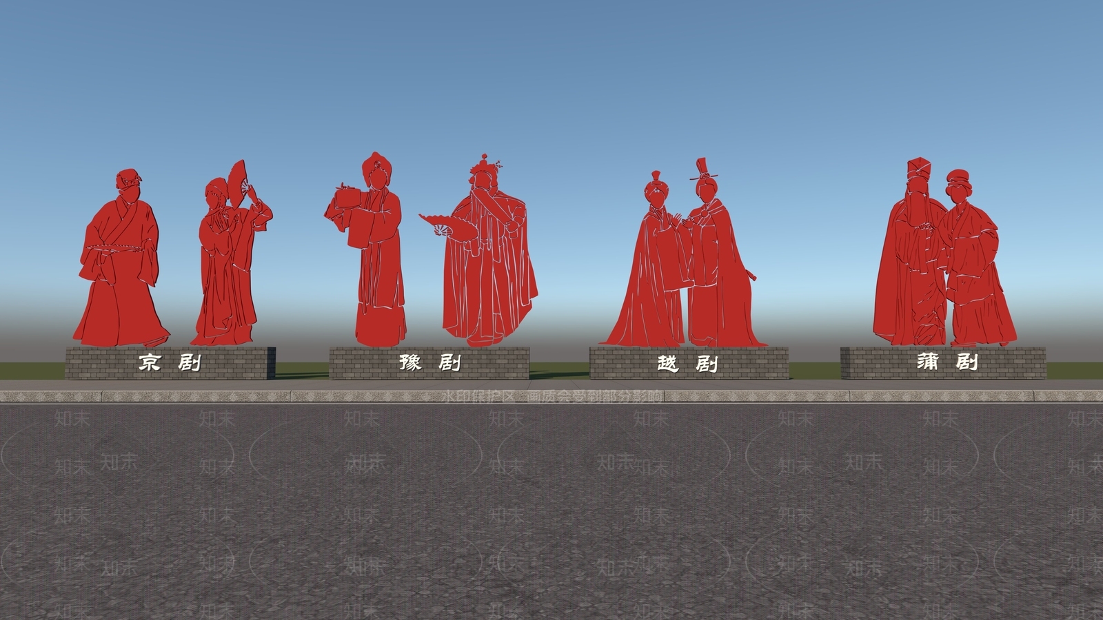 中式新中式景观雕塑3D模型下载【ID:1191185989】