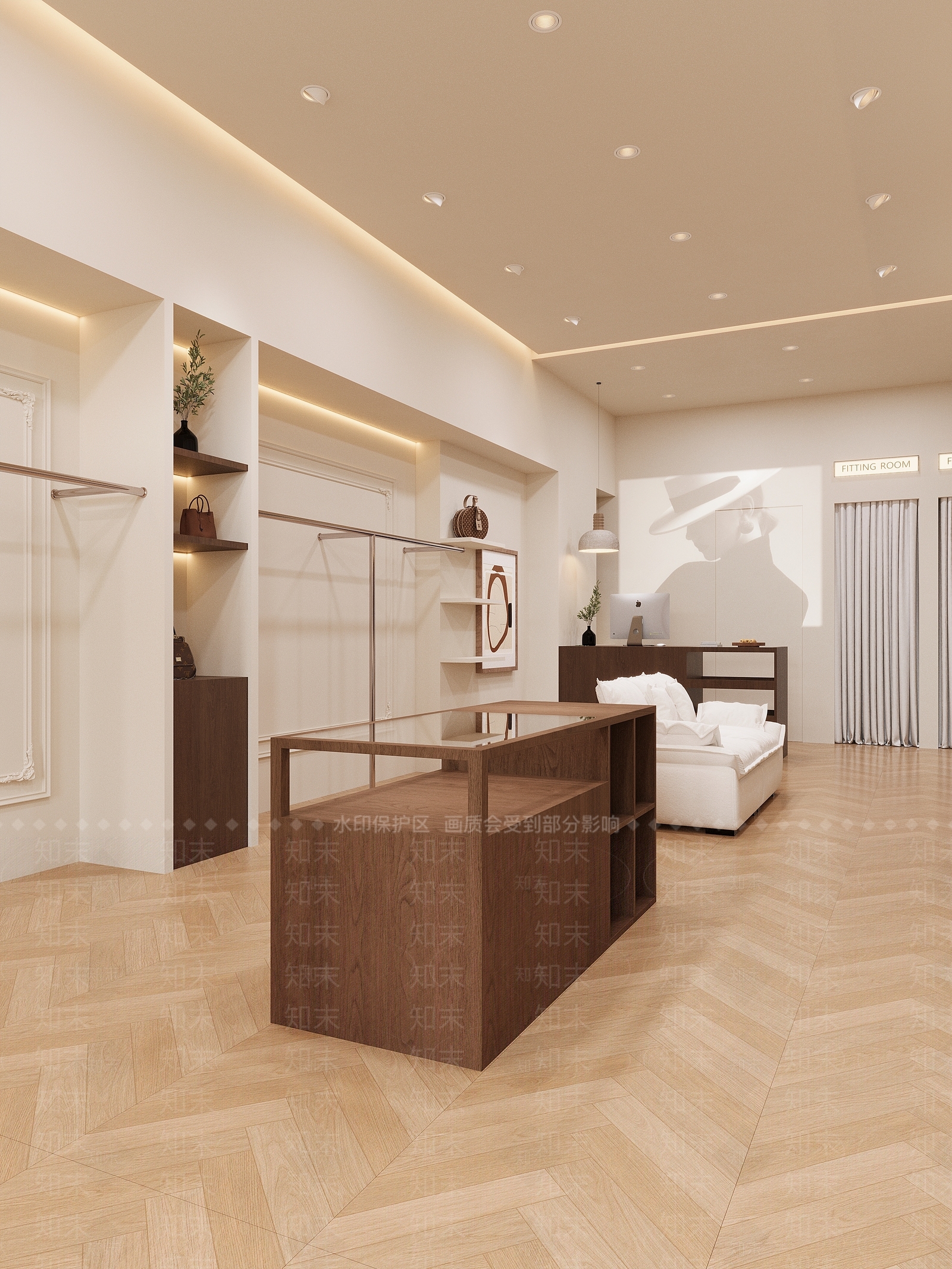 奶油原木服装店3D模型下载【ID:1191189471】