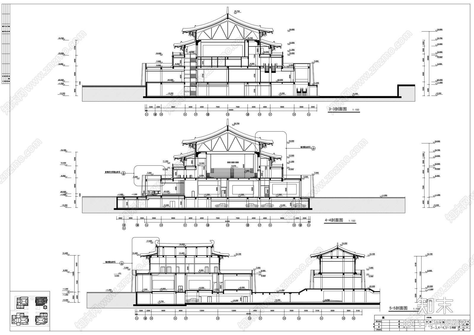 仿古建筑施工图下载【ID:1191189825】