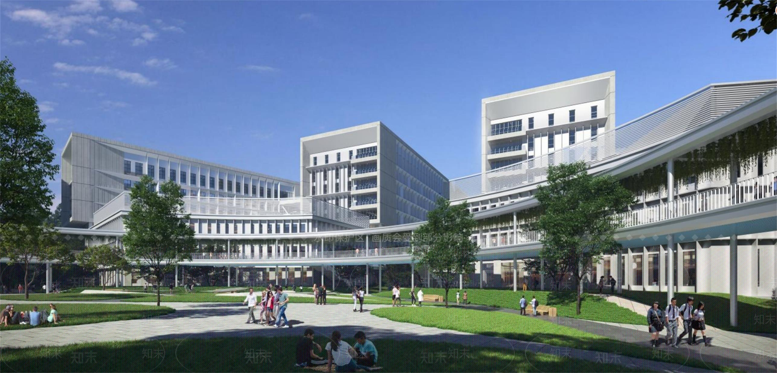 现代新中式学校建筑SU模型下载【ID:1191192339】