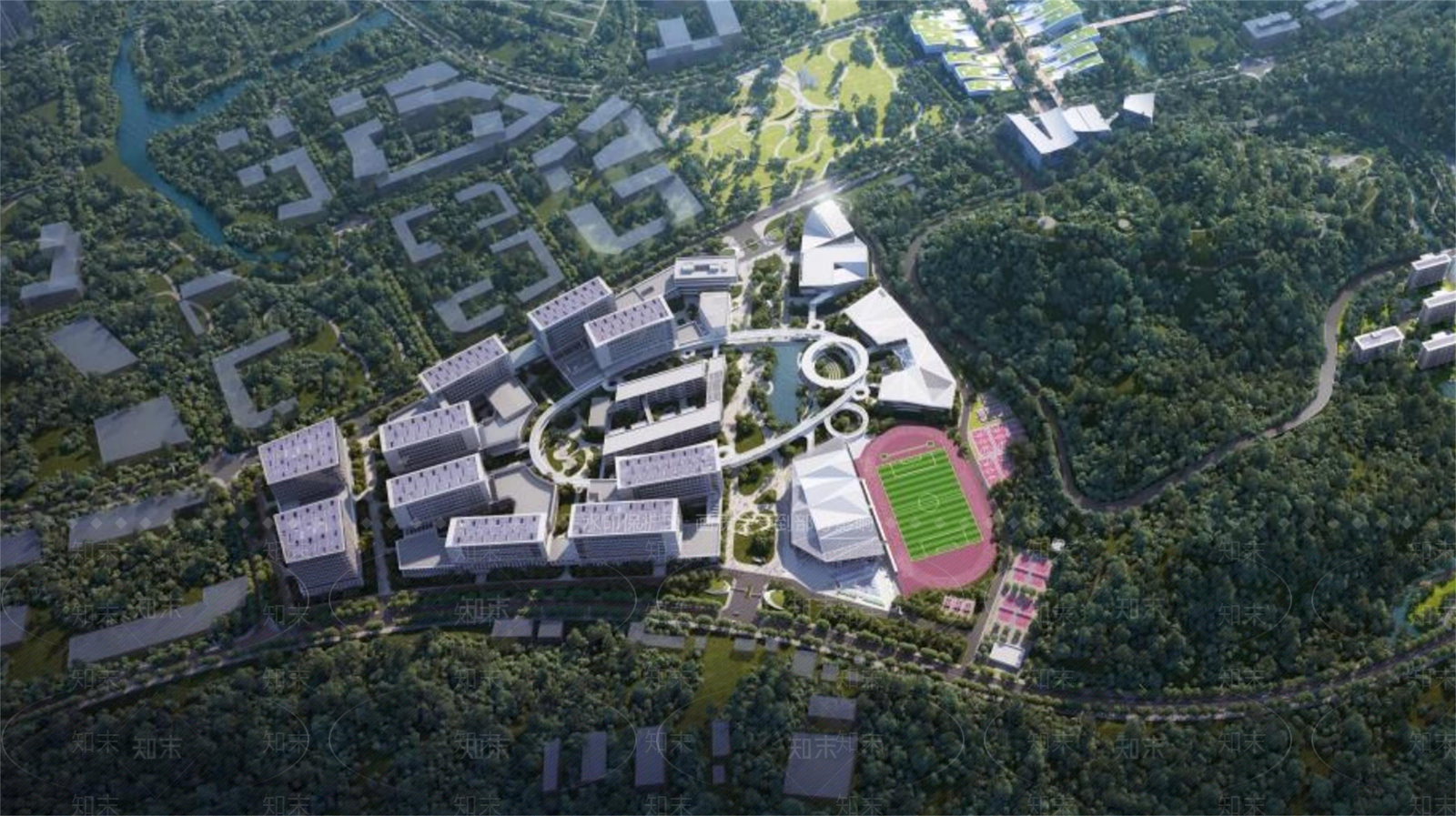 现代新中式学校建筑SU模型下载【ID:1191192339】